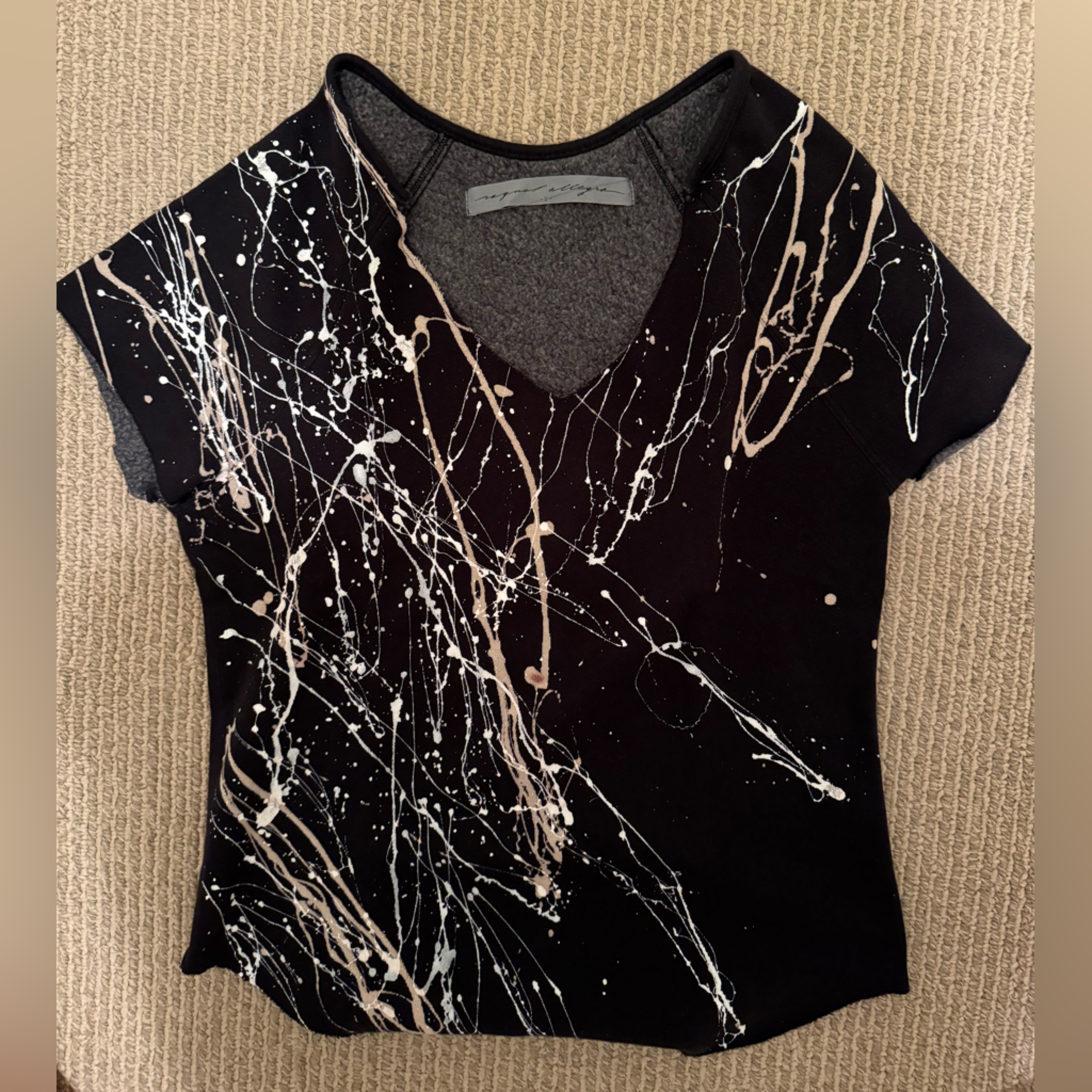 Raquel Allegra Black And White Splatter Tee